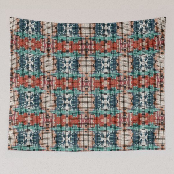 Item preview, Chinese Sea Butterfly Dragon Octopus Temple Wave Pixel Pattern designed and sold by IPattern.