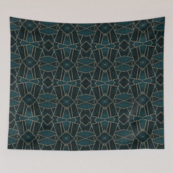 Item preview, Teal Navy Geometric Pixel Pattern designed and sold by IPattern.
