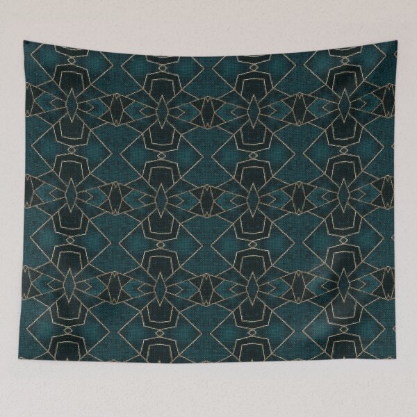Item preview, Human Teal Navy Geometric Pixel Pattern designed and sold by IPattern.