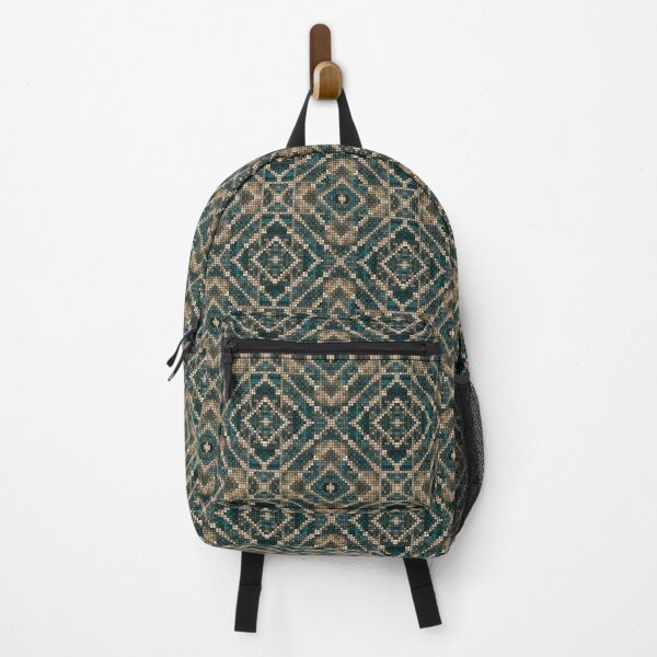 Item preview, Bamboo Cross Pipe Teal Gold Geometric Pixel Pattern designed and sold by IPattern.