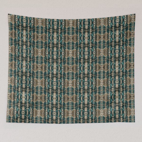 Item preview, Bamboo Pipe Butterfly Teal Gold Geometric Pixel Pattern designed and sold by IPattern.