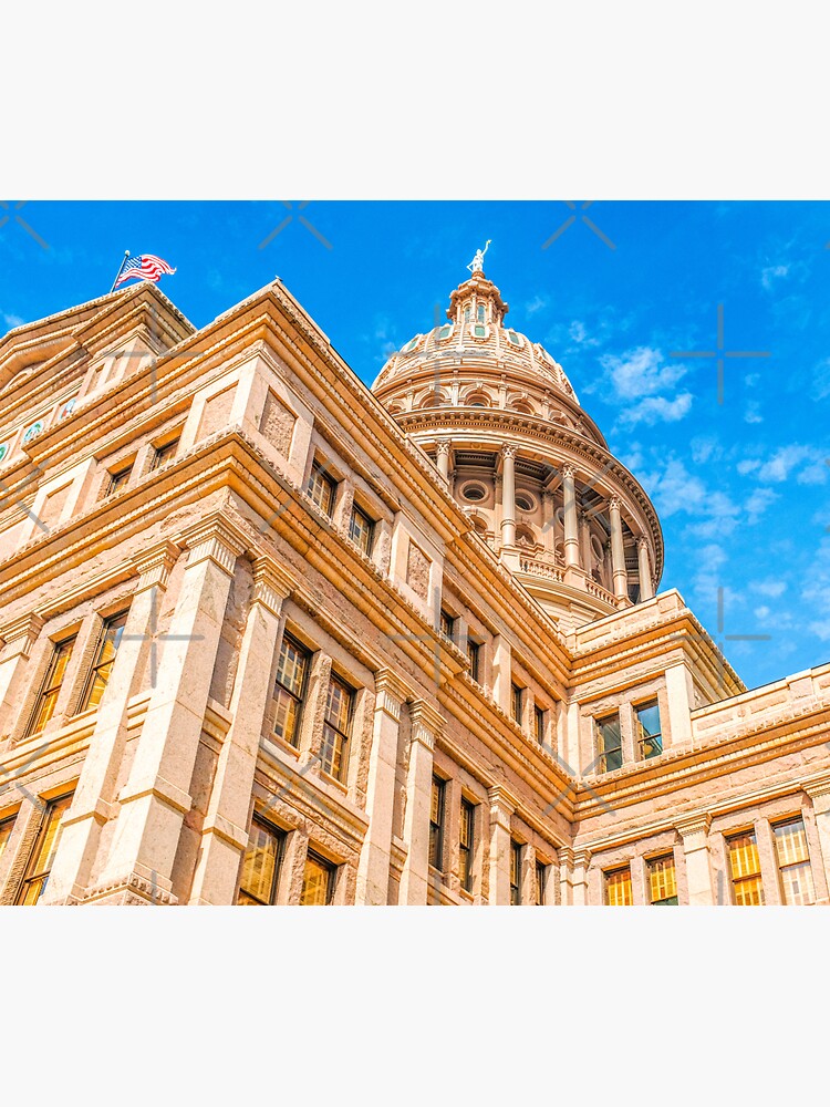"Texas Capitol Building Blue Beautiful Sky, Austin City Texas" Sticker