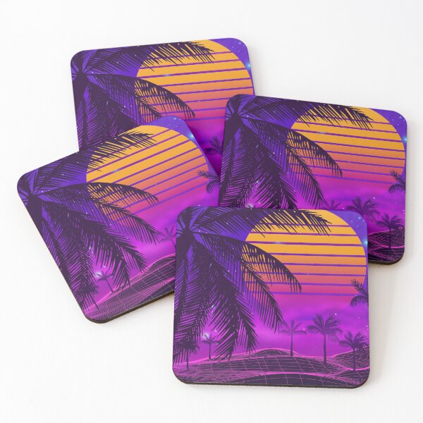 80s sunset synthwave Coasters (Set of 4)