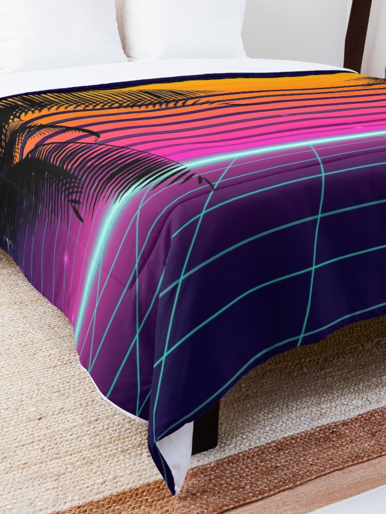 "synthwave sunset classic" Comforter by MaiZephyr Redbubble