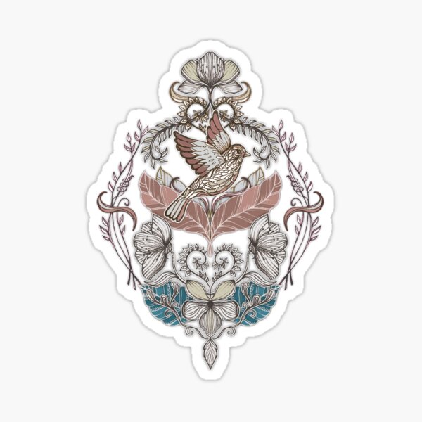 Item preview, Woodland Birds - hand drawn vintage illustration pattern in neutral colors designed and sold by micklyn.