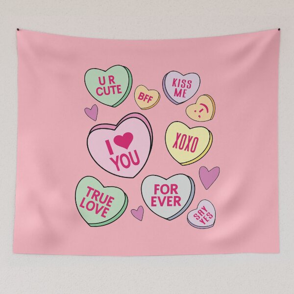 Item preview, Candy Hearts Valentine Conversation Hearts Valentines Day Cute Heart Love Pink Aesthetic Background designed and sold by clothesy7.