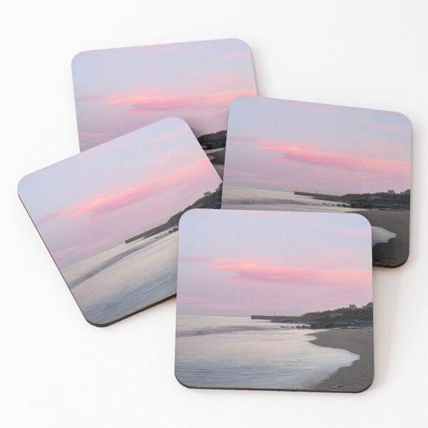 Item preview, Porthleven Harbour with pink sky at sunrise designed and sold by kathleenjean.