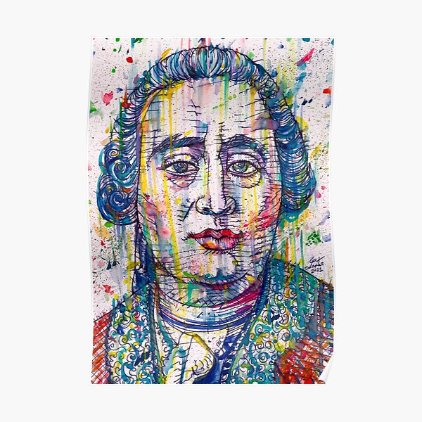 DAVID HUME watercolor and ink portrait Poster