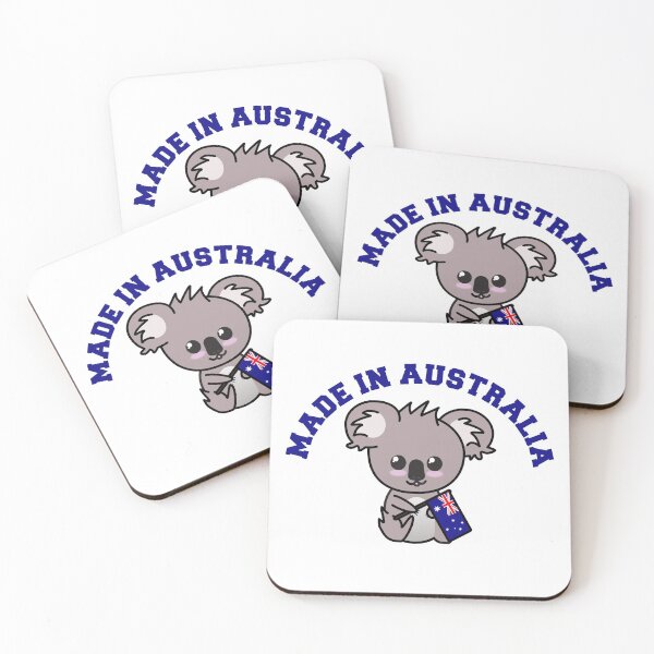 Item preview, Made In Australia: Baby Koala Holding Australian Flag designed and sold by Happy Puppy Print On Demand.