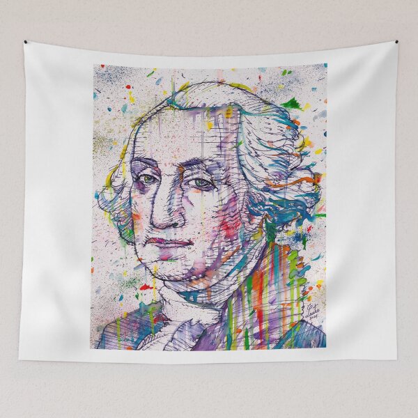 Item preview, GEORGE WASHINGTON watercolor and ink portrait designed and sold by lautir.