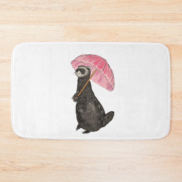 Item preview, Polecat with Pink Umbrella  designed and sold by MANUMONY.
