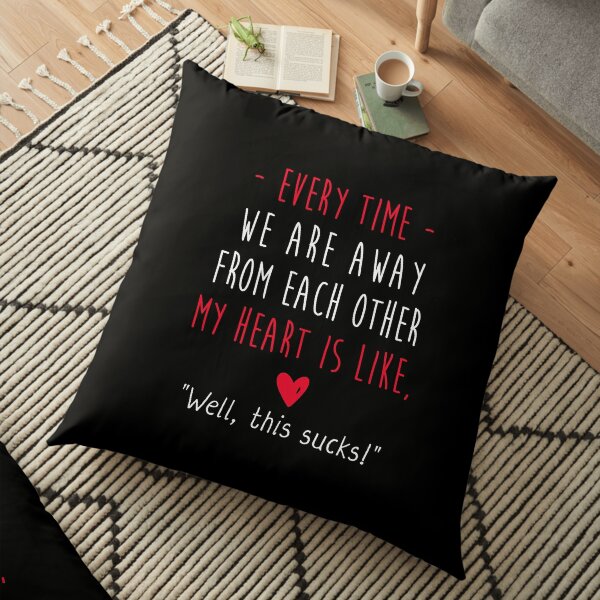 Distance couples pillows for long Redbubble logo