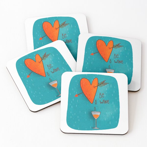 Item preview, An arrow pierces the heart and wine pours. Be wine  lettering. Saint Valentine illustration. Пlass of wine and heart designed and sold by zatmeniee.