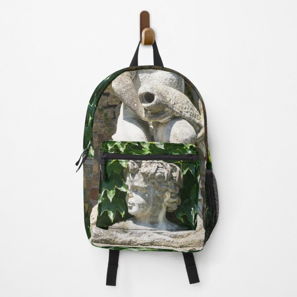 Item preview, A Boy with a Fish - Antique Statue Hugged by Glossy Ivy Leaves designed and sold by Georgia Mizuleva.