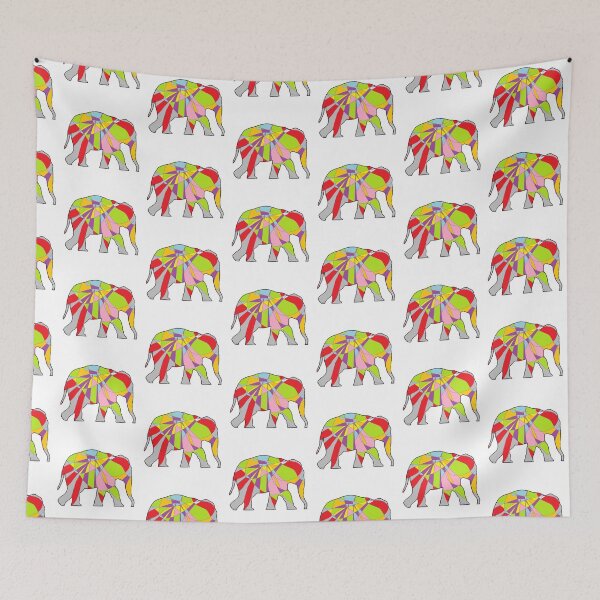 Item preview, Animal colorful decorative elephant line art decoration designed and sold by tetibright.