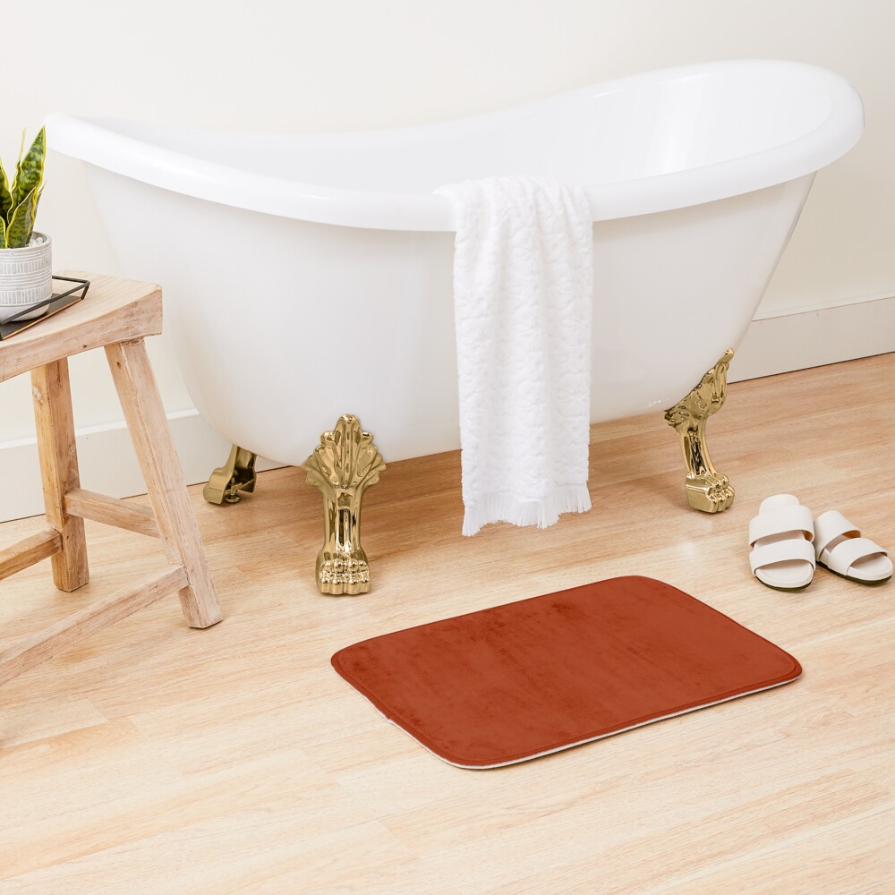 "Solid color rust brown" Bath Mat by barabolka Redbubble