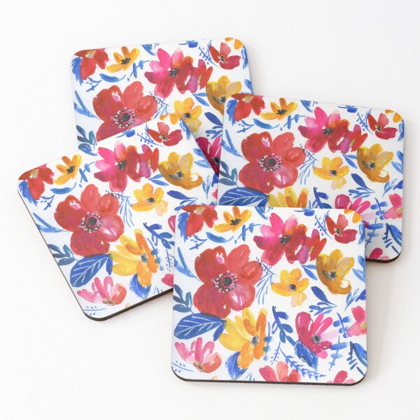 Item preview, red flowers, blue leaves designed and sold by kosarandrea.