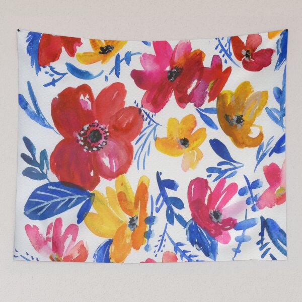 Item preview, red flowers, blue leaves designed and sold by kosarandrea.