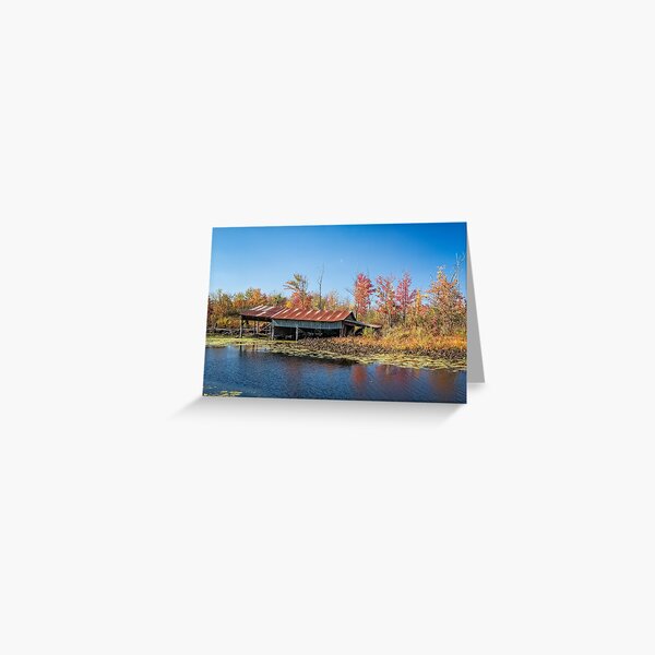 Old boat shed in Autumn Greeting Card