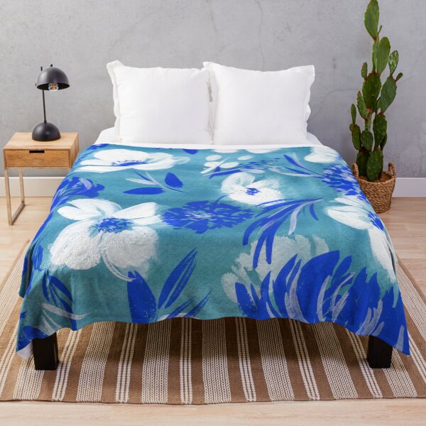 Item preview, white flowers on blue designed and sold by kosarandrea.