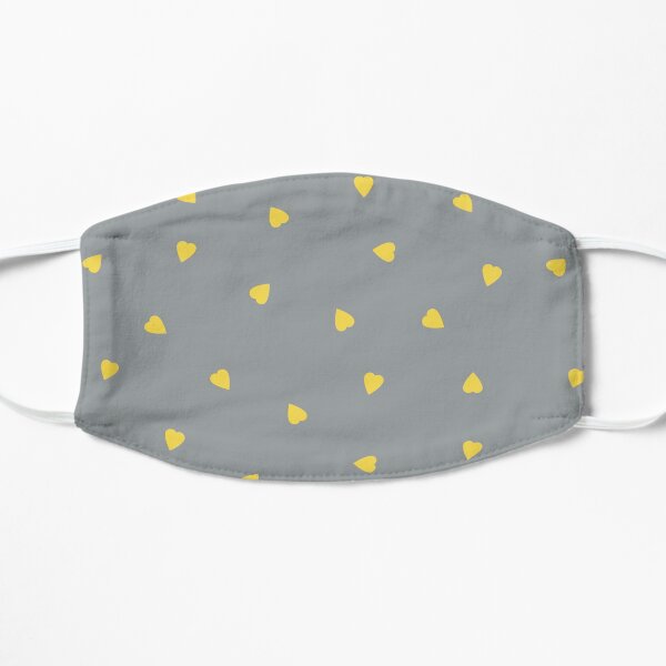 Grey on yellow hearts pattern Flat Mask