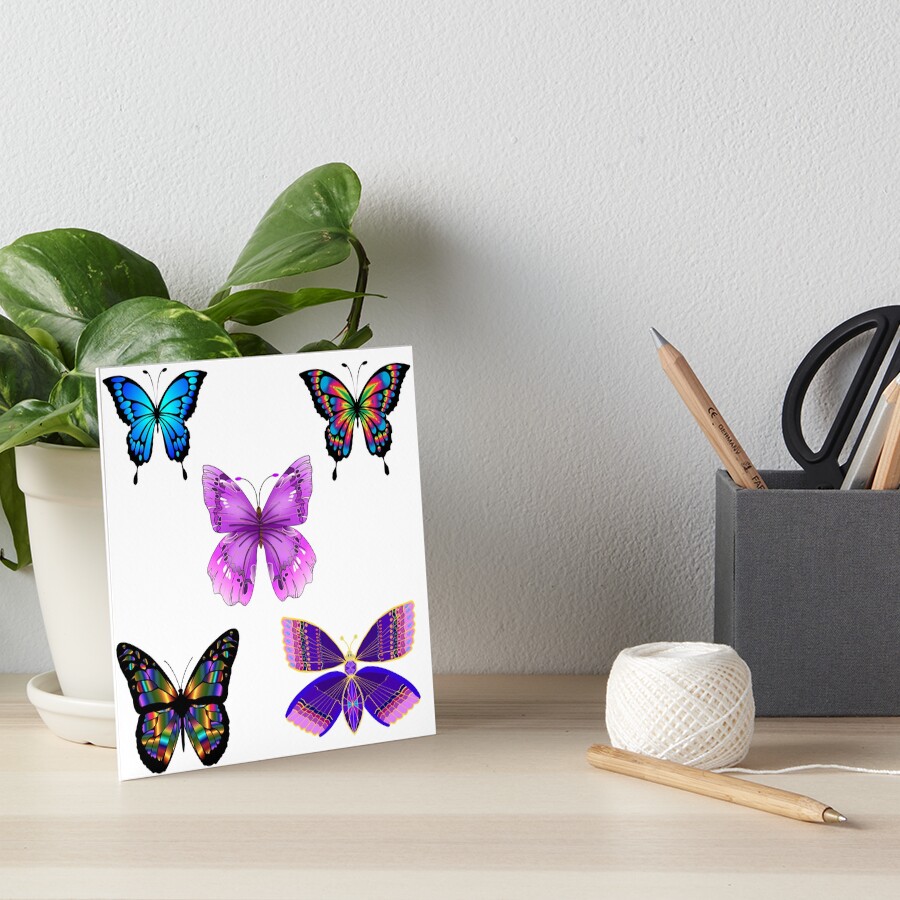 "purple butterfly emoji" Art Board Print by Redbubble