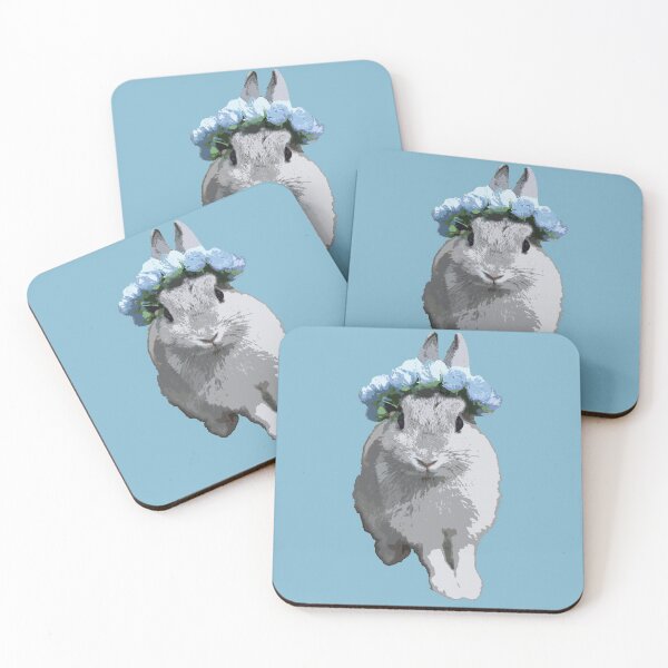 Item preview, Adorable grey bunny with flower crown designed and sold by Rae & Nova.