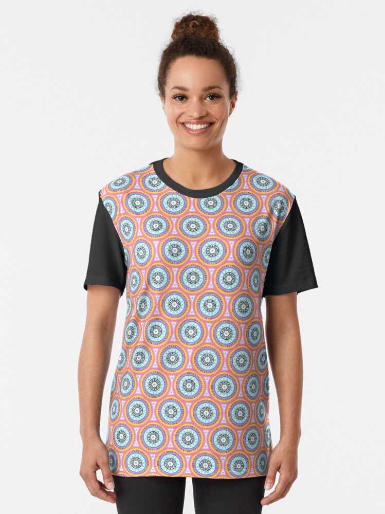 Thumbnail 2 of 5, Graphic T-Shirt, Hand-Drawn Geometric Pattern in a mosaic ornament concept designed and sold by Victoria Riabov.
