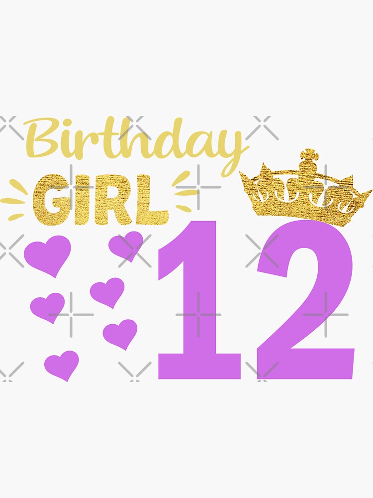 Happy Birthday Girly 12th Princess Pink with Crown 12 years old