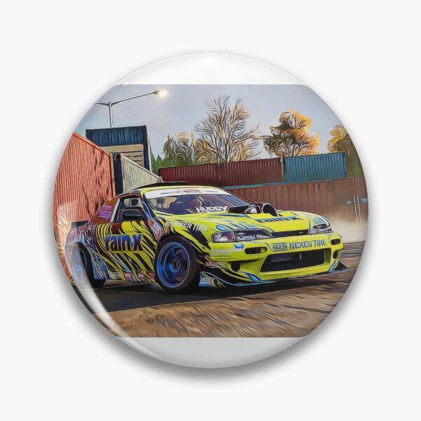 Item preview, Silvia s15 Drift Yellow Cartoon Drawing Action Print designed and sold by Auto-Prints.