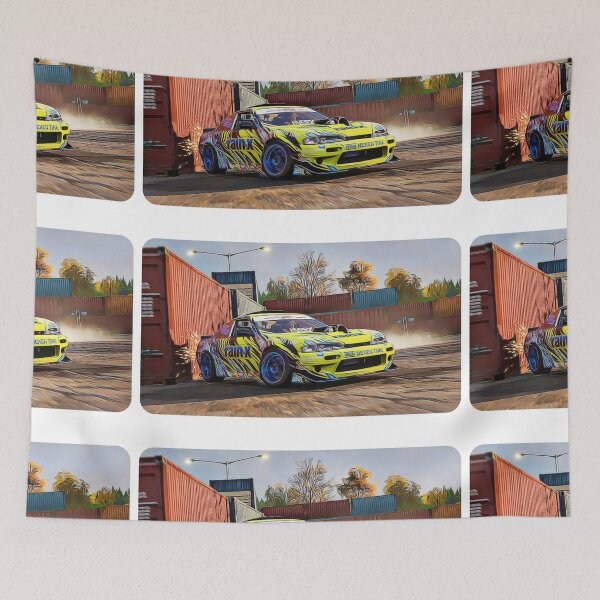 Item preview, Silvia s15 Drift Yellow Cartoon Drawing Action Print designed and sold by Auto-Prints.