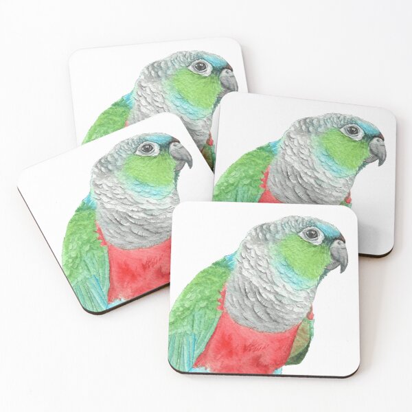 Item preview, Crimson-bellied parakeet watercolor - conure painting bird portrait designed and sold by L'Atelier Oranjade.