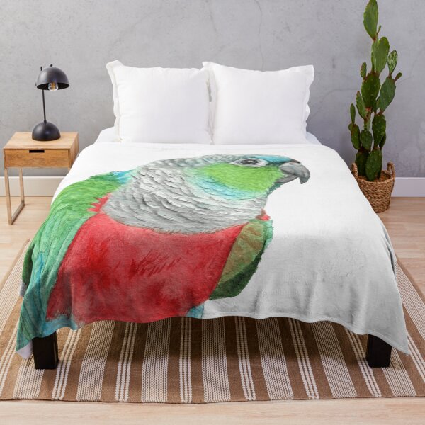 Item preview, Crimson-bellied parakeet watercolor - conure painting bird portrait designed and sold by L'Atelier Oranjade.