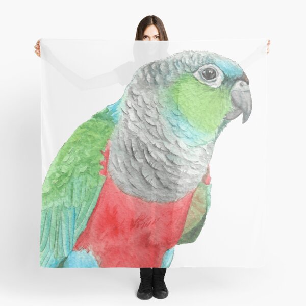 Aperçu de l'œuvre Aquarelle de perruche à ventre cramoisi - peinture de conure portrait d'oiseau créée et vendue par Perroquets numériques.