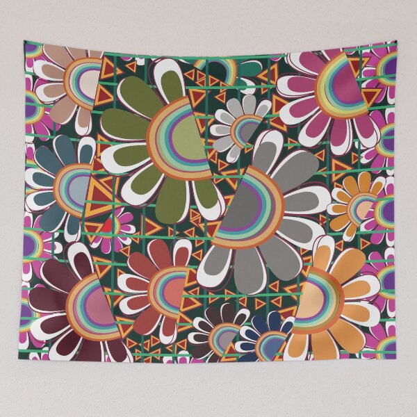 Item preview, clorful digital abstract flower patterns designed and sold by Delqabel.
