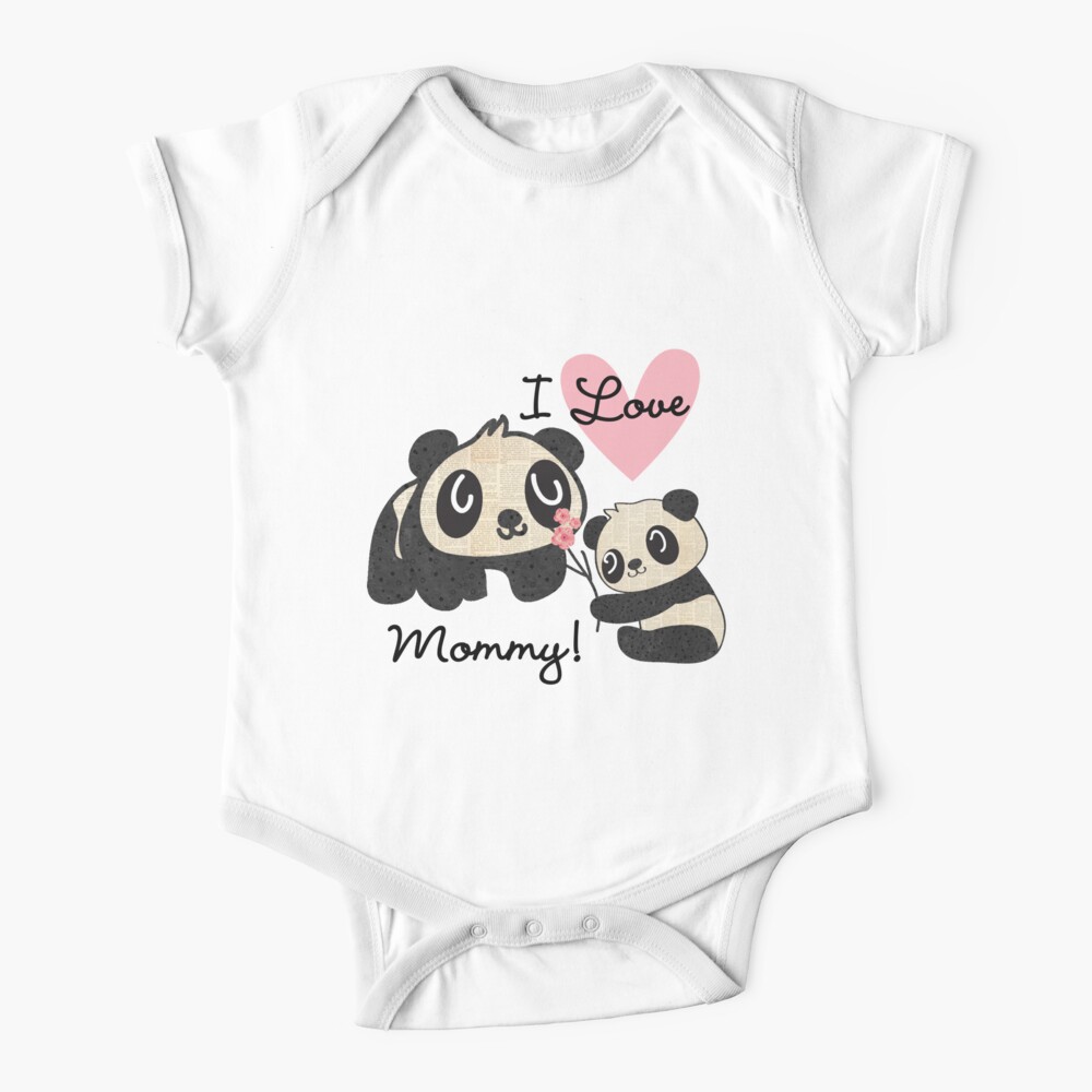 Kids Panda Bears I Love Mommy Baby One-Piece