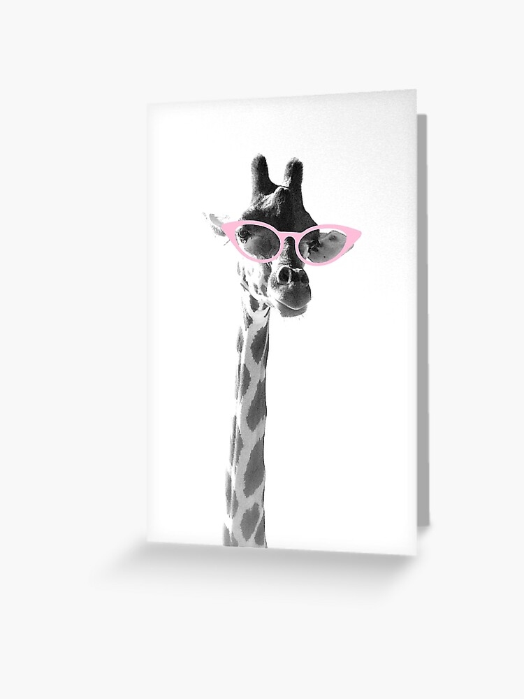 Tarjetas de felicitación «Jirafa con Gafas, Jirafa Blanco y Negro, Rosa  Claro, Animal Safari, Hola» de naturecdesigns | Redbubble