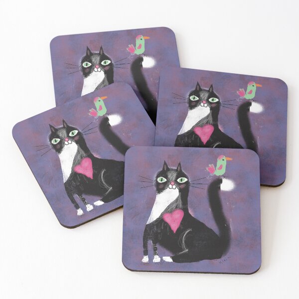 Item preview, Tux Cat Heart with Green Bird designed and sold by Pamelak58.