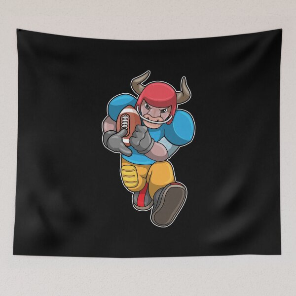Item preview, Bull at Sports with Football & Helmet designed and sold by Snabdesign84.