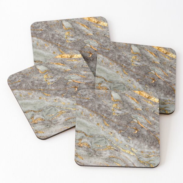 Chic Elegant Gold Marble Pattern with grey Coasters (Set of 4)