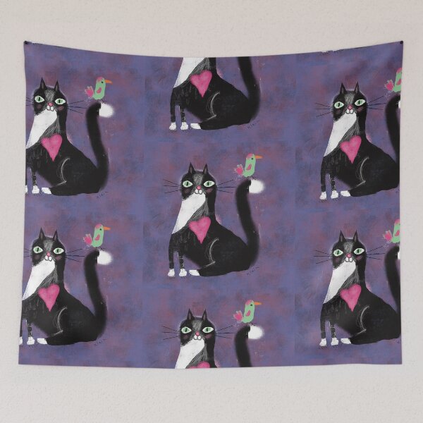 Item preview, Tux Cat Heart with Green Bird designed and sold by Pamelak58.