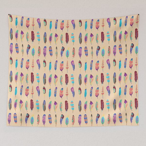 Item preview, Colorful Boho Feathers on Peach designed and sold by WildHoneyDesign.