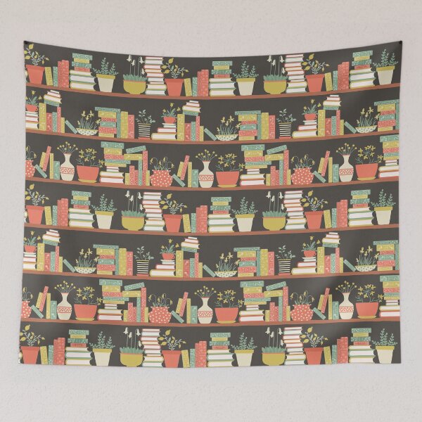 Item preview, Books and Flower Pots on Bookshelves designed and sold by space-kitten.