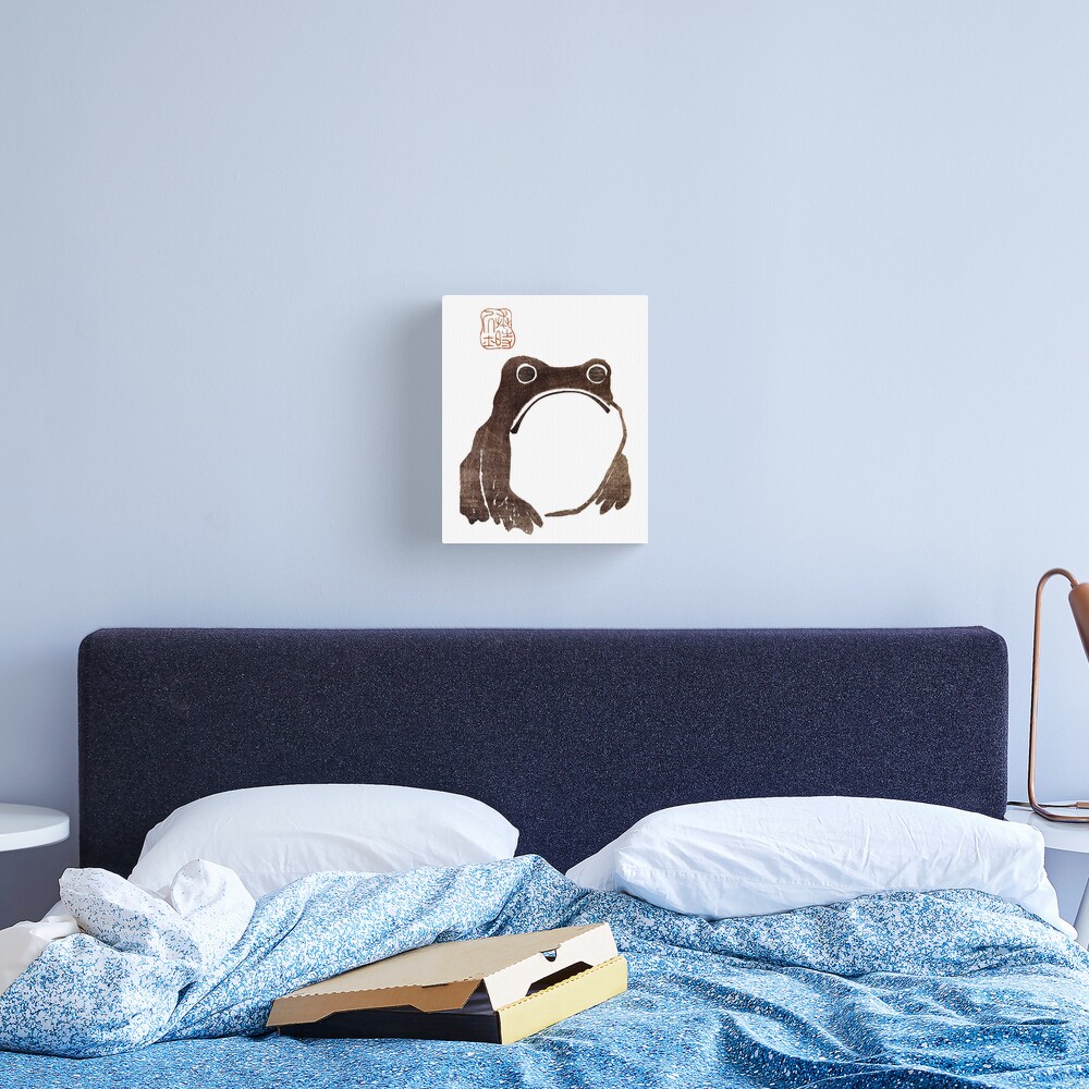 Cute grumpy Frog Cute Japanese Cottagecore Aesthetics Canvas Print
