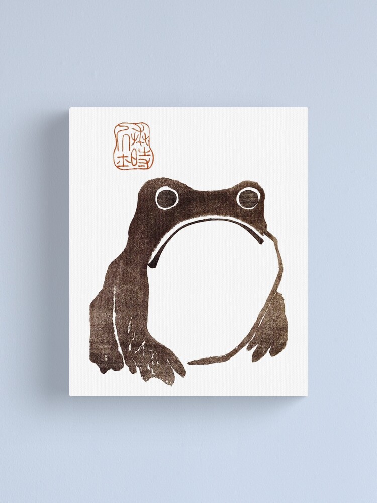 Alternate view of Cute grumpy Frog Cute Japanese Cottagecore Aesthetics Canvas Print