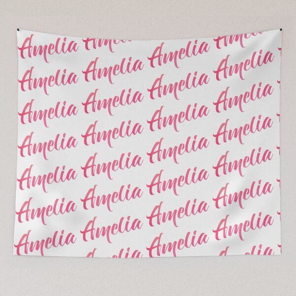 Aperçu de l'œuvre Amelia filles nom signature aquarelle rose créée et vendue par ComicKitsch.
