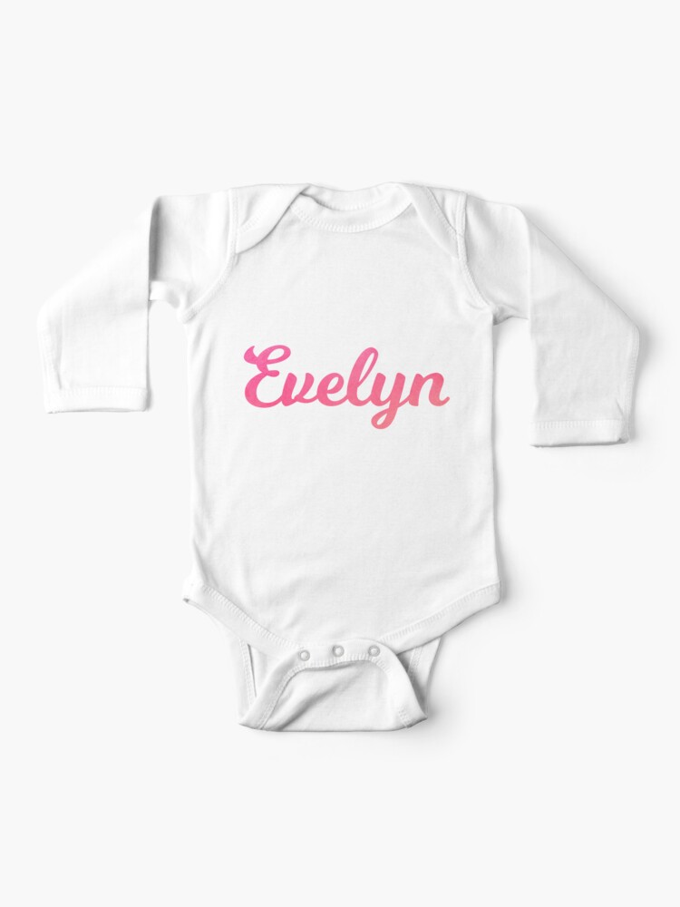 Evelyn Girls Name Pink Watercolor Type Design Baby One Piece By Comickitsch Redbubble