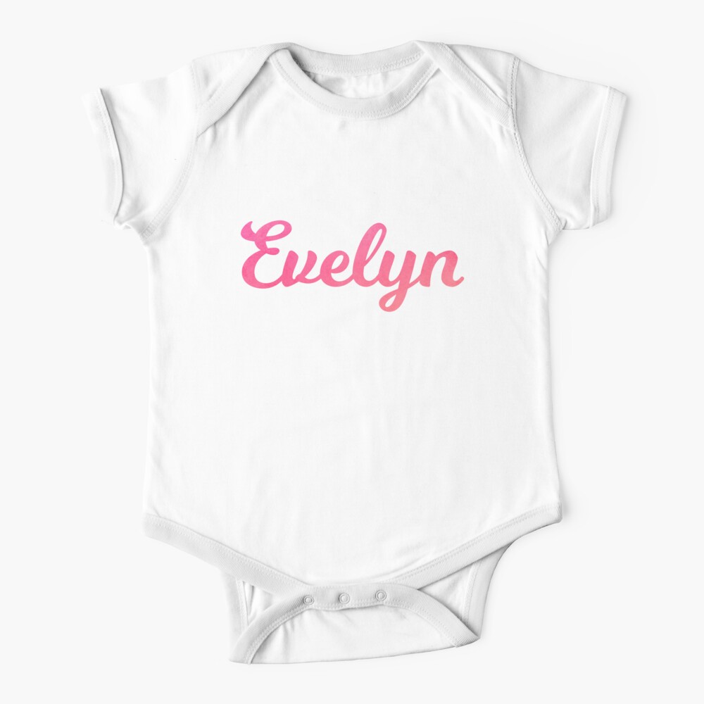 Evelyn Girls Name Pink Watercolor Type Design Baby One Piece By Comickitsch Redbubble