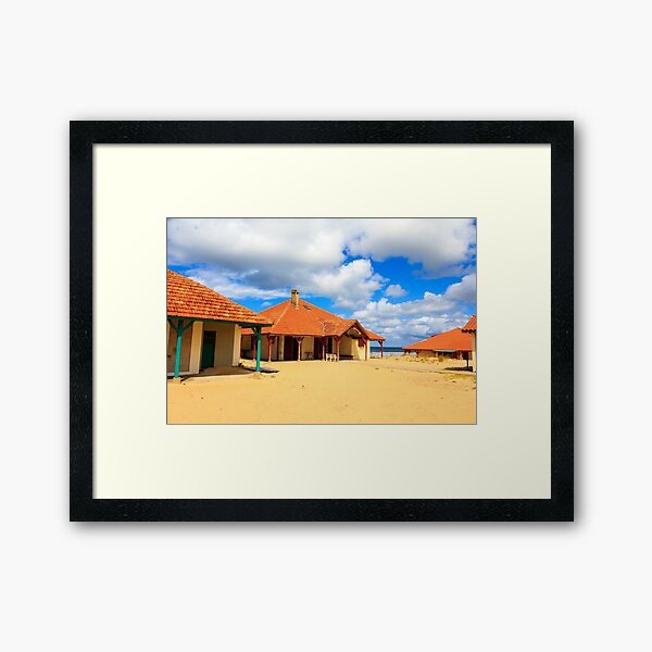 Item preview, Old housed with red tiled roofs on the sandy dune over ocean designed and sold by Rrrainbow.