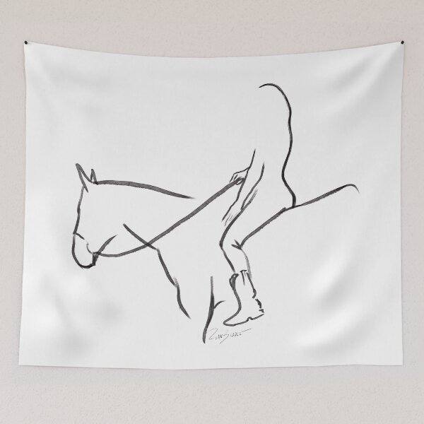 Item preview, Woman on horse line drawing art designed and sold by Ryan Biddle.